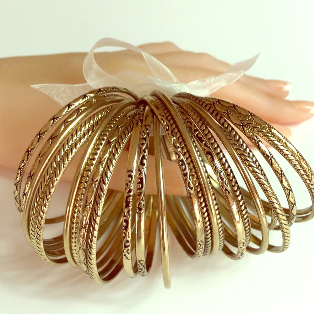 Gold Tone Bracelet Set